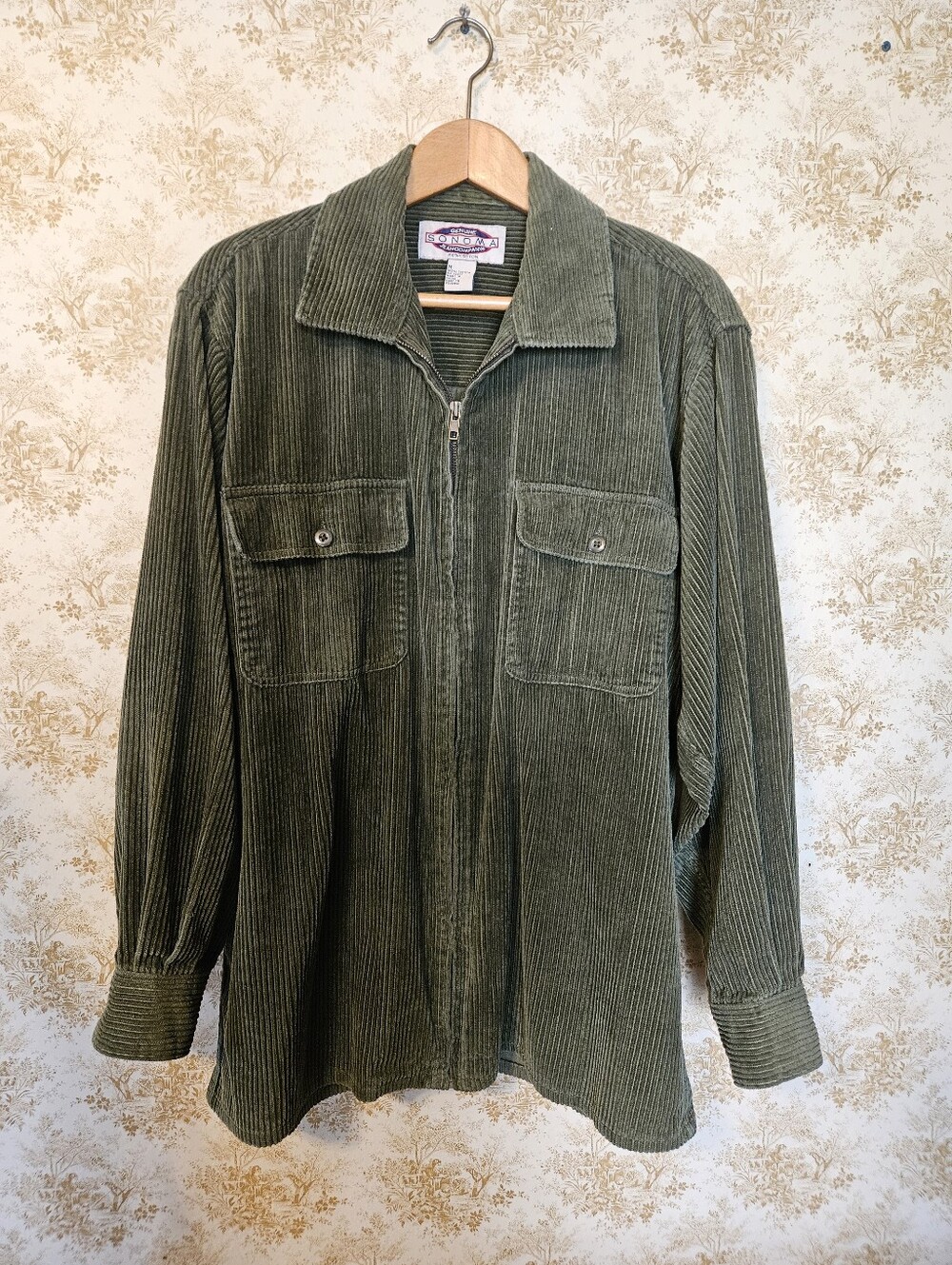 Vintage 90s Sonoma Green Corduroy Full-Zip Shirt/Shacket